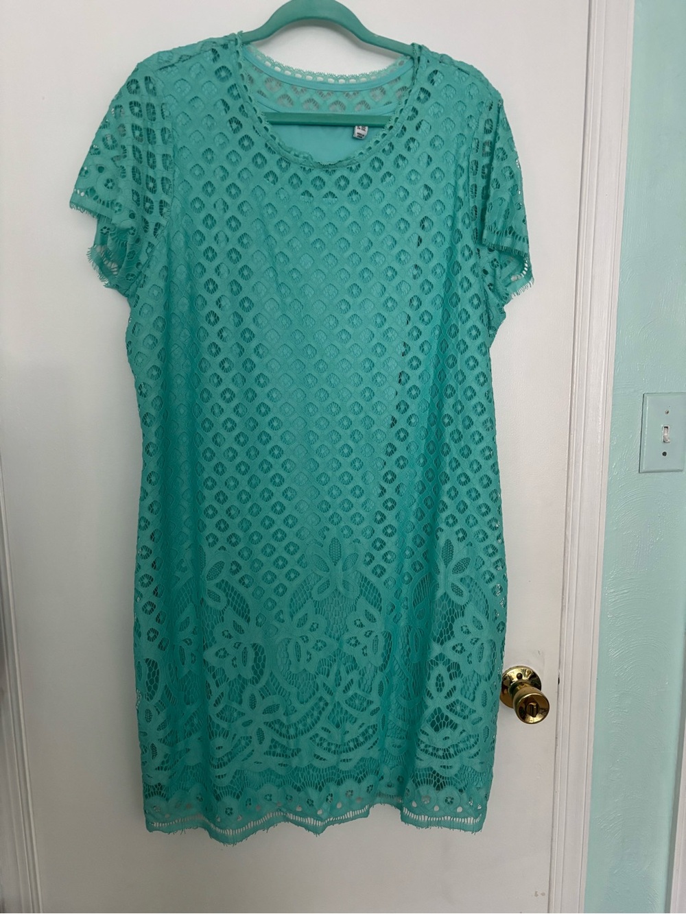 Isaac Mizrahi Turquoise Crochet Lace dress Isaac Mizrahi size 1X